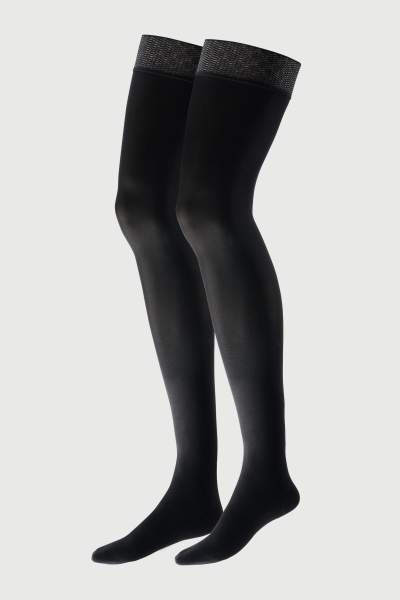 Schwarze, halterlose Stümpfe Allday Soft Compression im 55 DEN Look