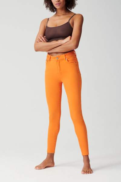 ORangene Jeans mit Shaping Effekt: ITEM m6 Skinny High Rise Pants Old Orange