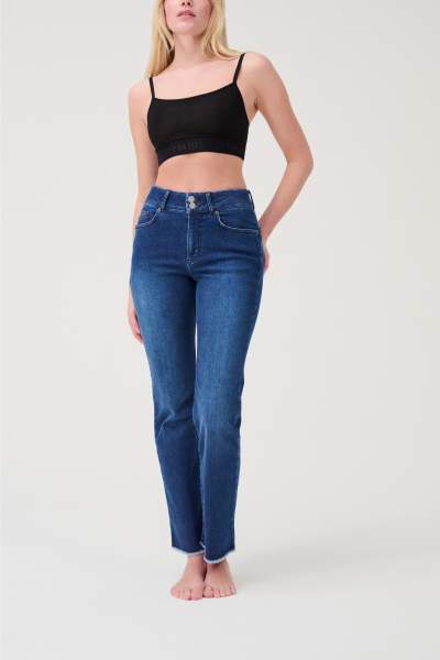 Straight High Rise Denim in der Farbe vintage blue
