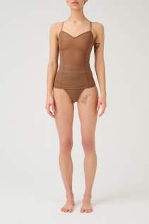 ITEM m6 All Mesh Strappy Top in der Farbe milk chocolate