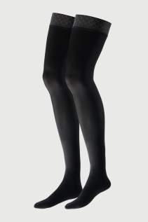 Schwarze, halterlose Stümpfe Allday Soft Compression im 55 DEN Look