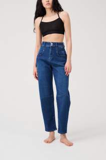 Long Relaxed High Rise Denim in der Farbe stone washed blue