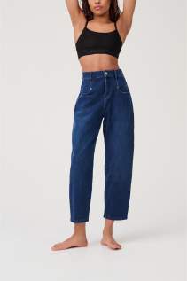 Relaxed Denim High Rise Pants in der Farbe stone washed blue