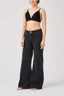 Wide Legged High Rise Denim in der Farbe stone washed black