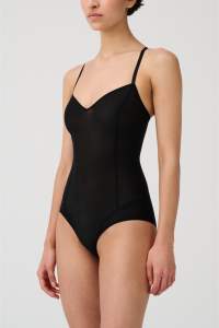 All Mesh V-Neck Body in schwarz