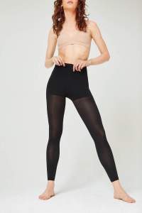 Schwarze Beauty Leggings, blickdicht, mit hohem Shaping-Bund