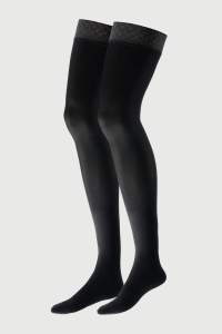 Schwarze, halterlose Stümpfe Allday Soft Compression im 55 DEN Look