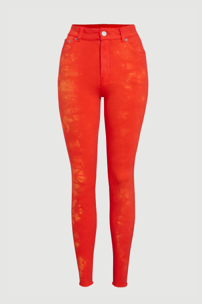 Skinny High Rise Pants in pink/peach