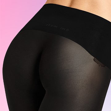 Bequemer wird‘s nicht: der Komfortbund der Lights Tights von ITEM m6 Detailansicht einer jungen Frau in Light tights von ITEM m6
